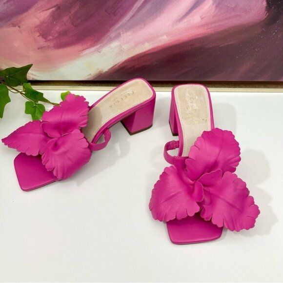 CECELIA NEW YORK Happy Leather Flower Slide Sandal in Magenta Size 6 - Picture 7 of 16